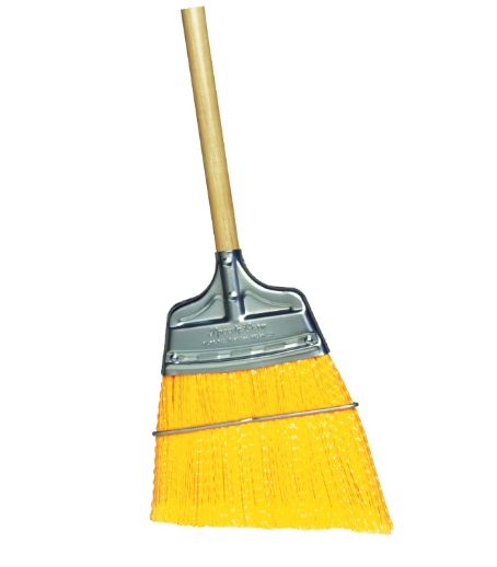 Upright Broom, Yellow Flagged Poly Angled, Wood Handle - pack of 12