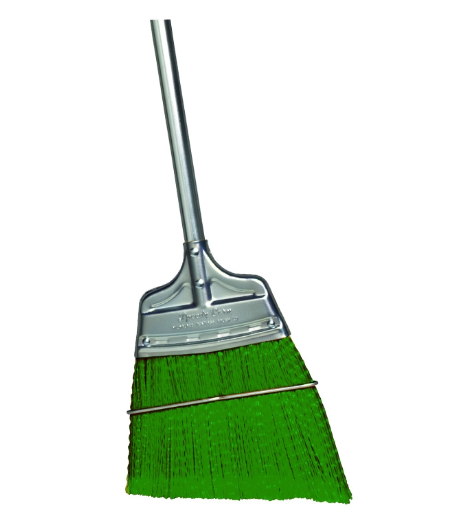 Upright Broom, Green Flagged Poly Angled, Steel Handle - pack of 12