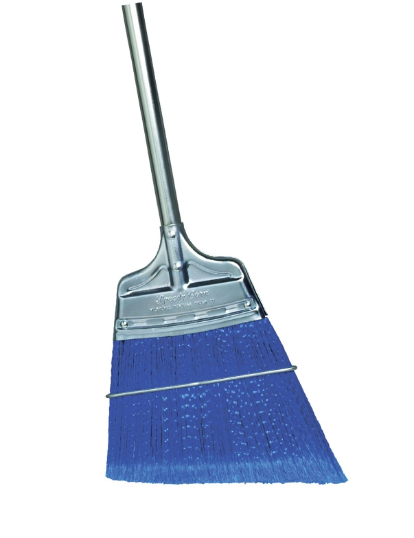 Upright Broom, Blue Flagged Poly Angled, Steel Handle - pack of 12