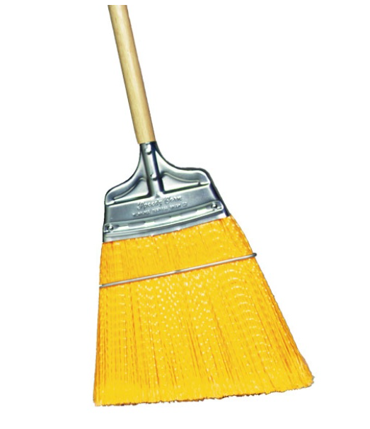 Upright Broom, Yellow Flagged Poly Angled, Large Flare, Wood Handle - pack of 12