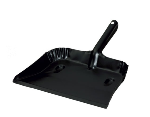 12" Black enamel metal dust pan - pack of 12