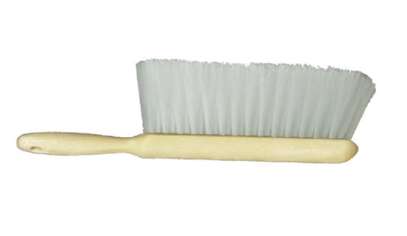 8" Bench brush, white polypropylene, plastic handle - pack of 12