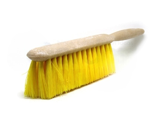 8" Bench brush, yellow polypropylene, plastic handle - pack of 12