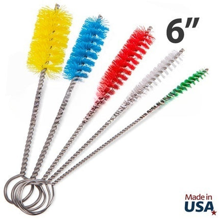 6" Hygienic Tube Brushes - Polyester/Stainless Steel (6 pack)