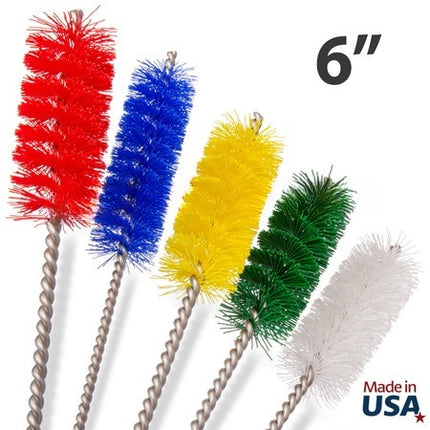 6" Hygienic Tube Brushes - Polyester/Stainless Steel (6 pack)