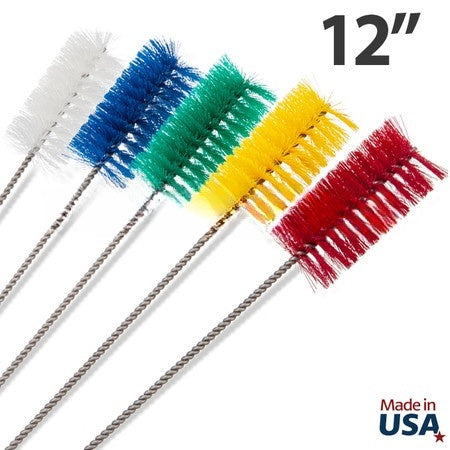 12" Hygienic Tube Brushes - Polyester/Stainless Steel (6 pack)