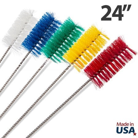 24" Hygienic Tube Brushes - Polyester/Stainless Steel (6 pack) 3"- 4" Diameter