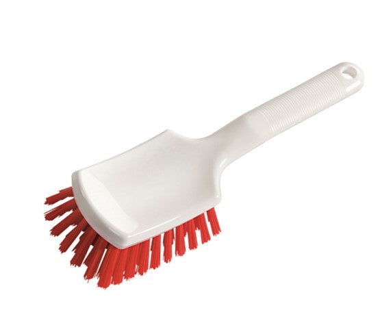 10" Short Handle Utility Brush – Red Polyester Bristles (pack of 10)