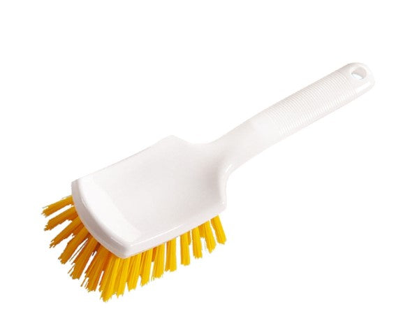 10" Short Handle Utility Brush – Yellow Polyester Bristles (pack of 10)