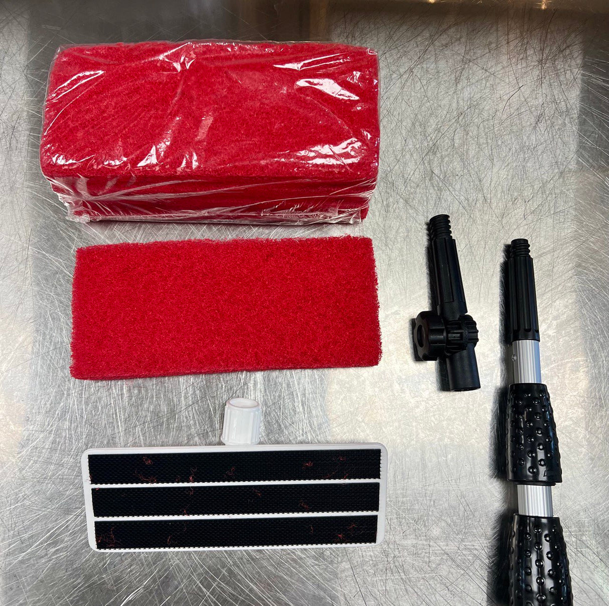 Hood cleaning kit with metal adjustable angle adapter